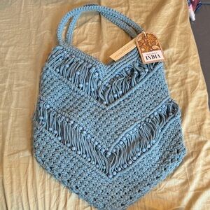 Made in India Blue Crochet Bag